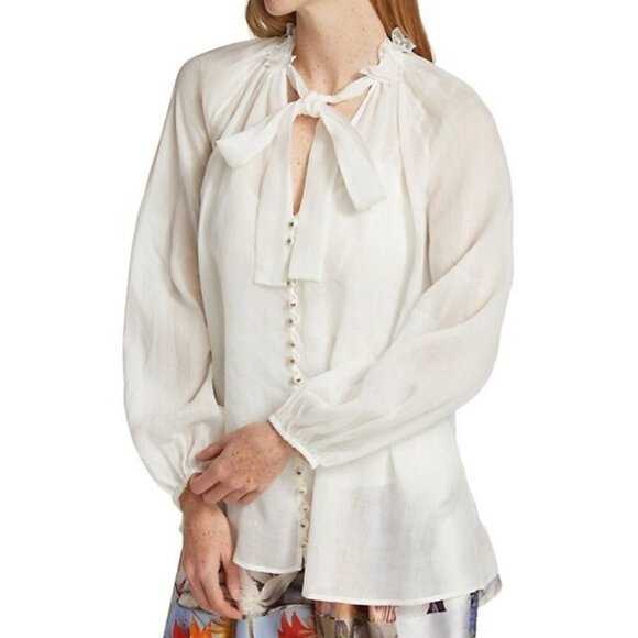 💕ZIMMERMANN💕 Botanica Butterfly Blouse ~ Pearl White 3 = US 10 Large - Picture 4 of 16